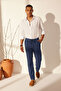 Lacivert %100 Keten Regular Fit Pantolon TMNSS24PL00018 - 8