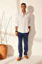 Lacivert %100 Keten Regular Fit Pantolon TMNSS24PL00018 - 11