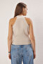 Bej Modal Kruvaze Dokuma Bluz TWOSS25BZ00363 - 6