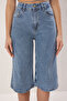 Mavi Taşlı Paçası Kesikli Denim Kapri Bermuda TWOSS25SR00061 - 3