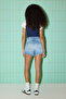 Açık Mavi Yüksek Bel Yırtık Detaylı Mini Denim Şort TWOSS25SR00171 - 4