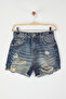 Koyu Mavi Normal Bel Yırtık Detaylı Mini Denim Şort TWOSS25SR00171 - 7