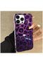 Apple iPhone 15 Pro Compatible Case Zebana Luxe Leopard Silicone Case Purple - 3