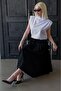 Black Pleated Midi Length Women's Skirt Mg2393 - 6