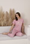 Combed Cotton O-Neck Short Sleeves Women's Regular Pajama Set 100% P Cotton Cuffed Legs - 5
