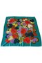 Square Cut Heart Patterned Satin Green Scarf - 90X90