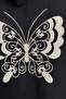 Women's Black Large Size Back Butterfly Embroidered Sleeve Fold Cotton Linen Fabric Shirt Jacket - 4