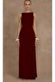 Burgundy Front Flowy Long Length Women's Dress Mg2364 - 3