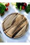 Walnut Wood 28 cm Corrugated Round Rustic Natural Wood Channel Pizza Presentation Chopping Cutting Board