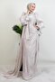Afra Silk Evening Dress Beige - 2