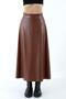 Women's Tan Faux Leather Long Hijab Flared Mevlana Skirt Stylish & Combination-Friendly - 5