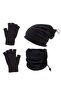 Fleece Beret, Fleece Neck Collar and Cut-Finger Fleece Gloves Set Military - 4