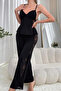 Estelle Women's Black Strappy Pajama Set with Lace Details - 3