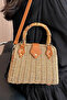 Bone Bamboo Handle Lined Mini Bohemian Knitted Holiday Beach Straw Summer Shoulder Handbag - 4