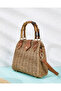 Bone Bamboo Handle Lined Mini Bohemian Knitted Holiday Beach Straw Summer Shoulder Handbag - 5