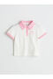 Lcw Kids Ecru Polo Neck Embroidered Combed Cotton Girls T-Shirt