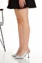 Women's Stone Printed Style Heeled Evening Dress Shoes Silver