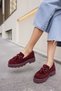 Gray Women's Burgundy Real Suet Tassel Detail Eva Sole Loafer Shoes - 7
