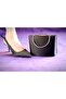 Women's Stone Embroidered Thin Heeled Evening Shoes and Bag Set Black - 3
