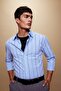 Modern Fit Polo Neck Striped Woven Long Sleeve Shirt A9882Ax23Au - 2