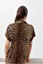 Women's Leopard Print Bat Short Sleeve Shirt - 6