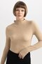 Slim Fit Slim Fit Half Turtleneck Wrap Long Sleeve T-Shirt B8195Ax23Wn