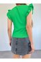 Women's Green Ocean Fabric Chain Detail Sleeve Valon Crop - 4