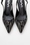 Ushes Black Satin Stone Women's Short Heeled Evening Dress Shoes - 2