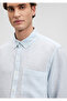 Blue Linen Blended Regular Fit Shirt -0211051-70795 - 5