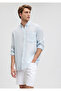 Blue Linen Blended Regular Fit Shirt -0211051-70795 - 2