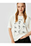 Beige Oversized Printed T-Shirt