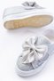 Girl's Silver Glittery Stoned Anatomical Sole Non-Slip Bowknot Sports Shoes - 3