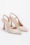 Women's Stone Detailed Open Back Heeled Shoes 3094 Nude - 4