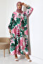 Women's Modal Woven Patterned Pink Hijab Dress - 5
