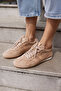 Anna Women Beige Suet Lace up Sneaker
