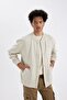 Oversize Wide Fit College Collar Snap Pocket Soft Furry Inside Bomber Cardigan C7057Ax24Au - 3