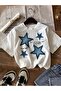 Summer Casual Short Sleeve T-Shirt for Women, Star and Alphabet Printed,,100%, Knitted Fabric