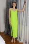 Fashion Stripe Women's Long Slit Cotton Combed Cotton Nightdress with Rope Strap Neongreen 90125 - 4