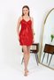 Fashion Stripe Drawstring Strap Short Shiny Nightdress Home Wear Red 7416 - 2
