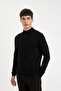 Black Standard Fit Regular Cut Half Turtleneck Basic Plain Knitwear Sweater A5282Ax24Au - 3