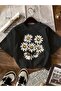 Daisy Print T-Shirt for Women, 100% Round Neck Short Sleeve Casual Top,