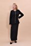 Zero Neckline Buttoned Jacket & Long Straight Tight Skirt - Black - 1064553 - 5