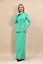 Zero-Neckline Buttoned Jacket & Long Straight Tight Skirt-Green - 1064553