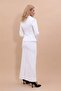 Shirt Collar Classic Jacket & Long Straight Tight Skirt-White - 3