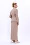 Oval Neckline Side Pockets Classic Jacket & Long Straight Tight Skirt-Stone - 4