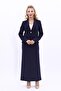 Men's Lapel Single Button Classic Jacket & Long Straight Slim Skirt-Dark Blue - 5