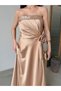 Beige Stone Accessory Floral Detailed Evening Dress - 3