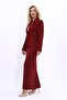 Men's Lapel Single Button Classic Jacket & Long Straight Slim Skirt-Burgundy - 2