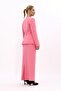 Oval Neckline Side Ruffles Classic Jacket & Long Straight Tight Skirt-Pink - 4