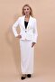 Men's Lapel Single Button Classic Jacket & Long Straight Slim Skirt-White - 5